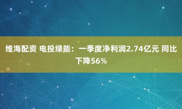 维海配资 电投绿能：一季度净利润2.74亿元 同比下降56%