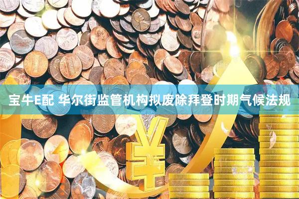 宝牛E配 华尔街监管机构拟废除拜登时期气候法规
