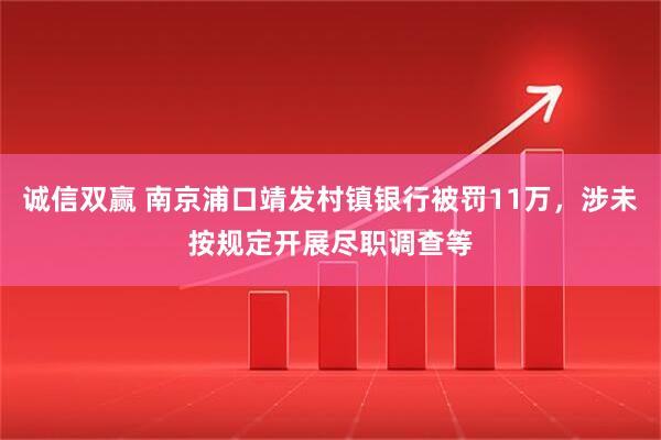 诚信双赢 南京浦口靖发村镇银行被罚11万，涉未按规定开展尽职调查等