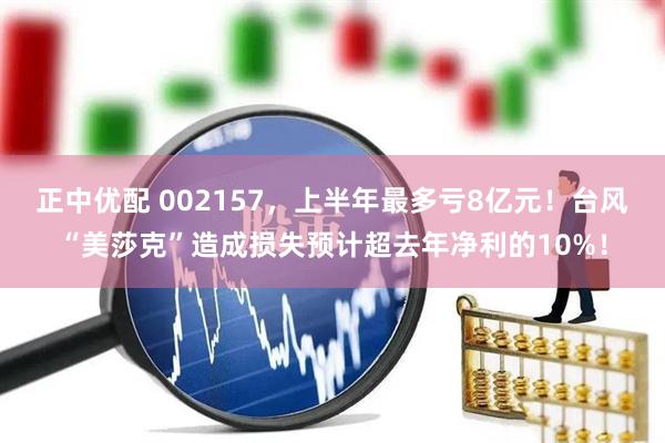 正中优配 002157，上半年最多亏8亿元！台风“美莎克”造成损失预计超去年净利的10%！